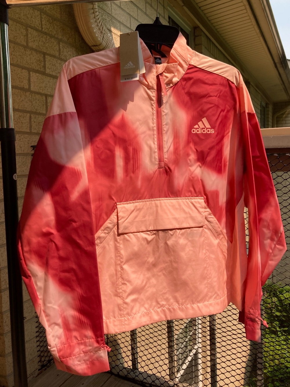 Adidas Pink Tie Dye Pullover Quarter Zip Windbreaker Haze Coral Size Small